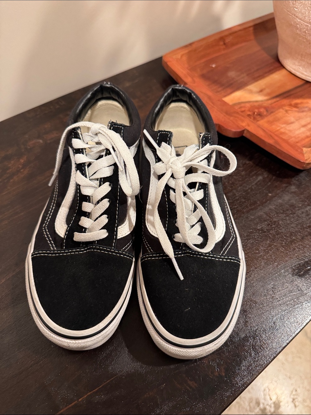 Vans Black and White Old Skool Low-Top Skate Sneakers
